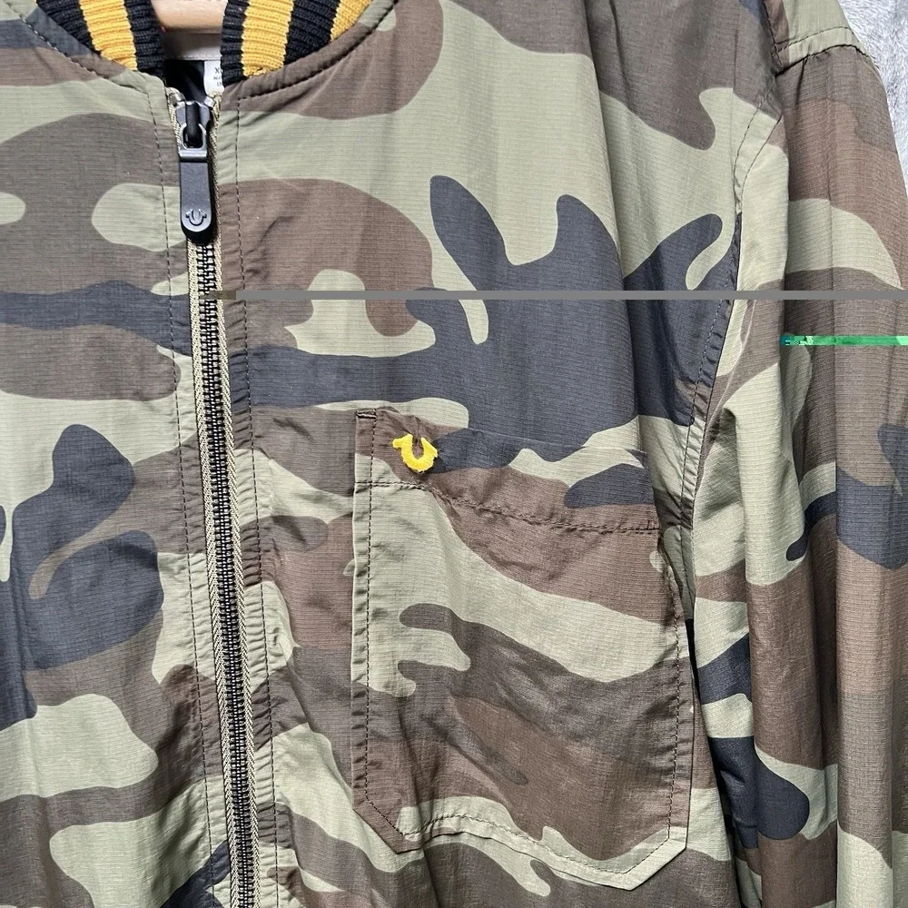True Religion 2002 World Tour Camo Bomber Jacket XL Vintage Y2K